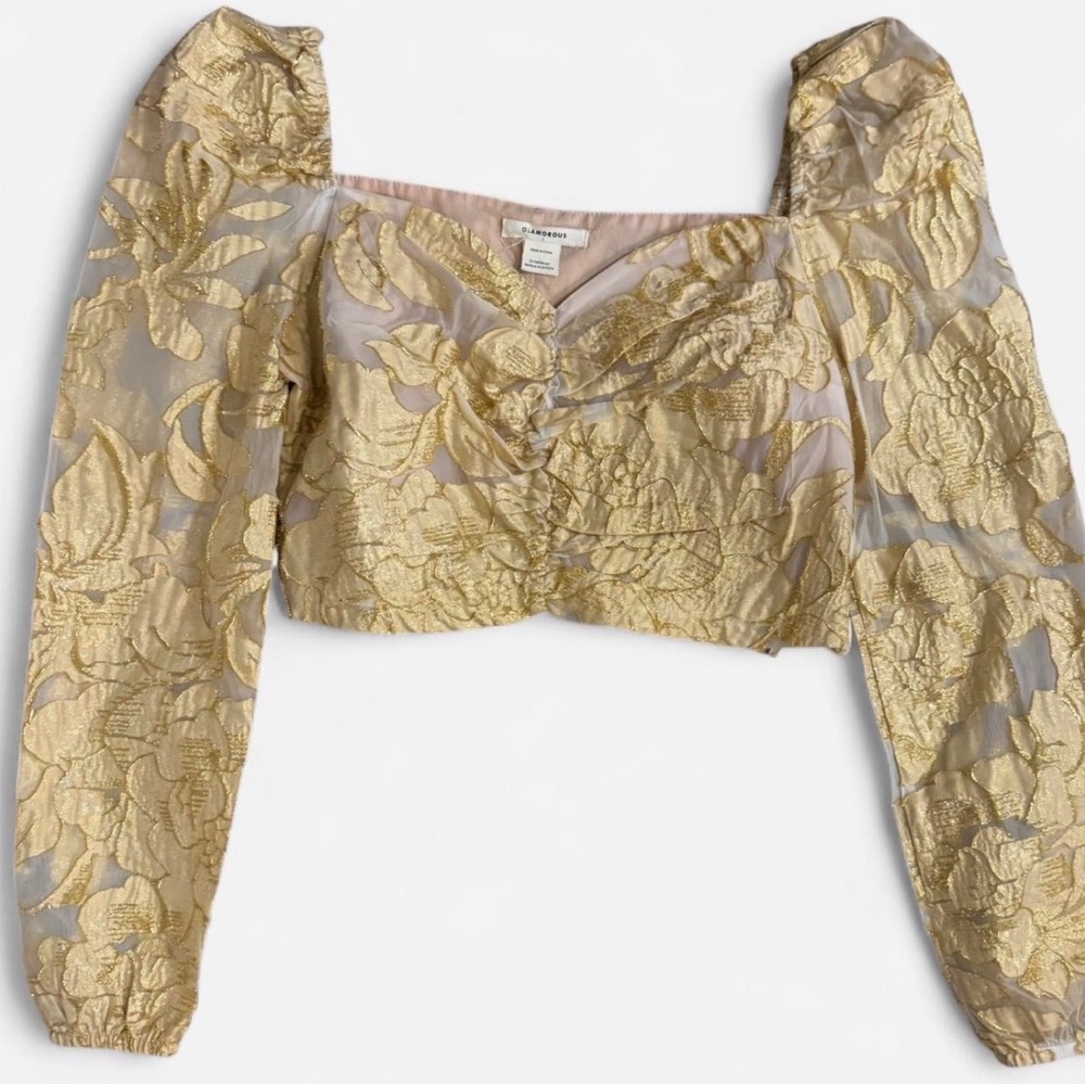 Urban Outfitters Glamorous Gold Floral Blouse Size L